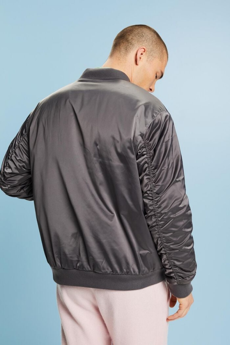 Pánské Bundy Esprit Satin Bomber Tmavě Šedé | VDP793508