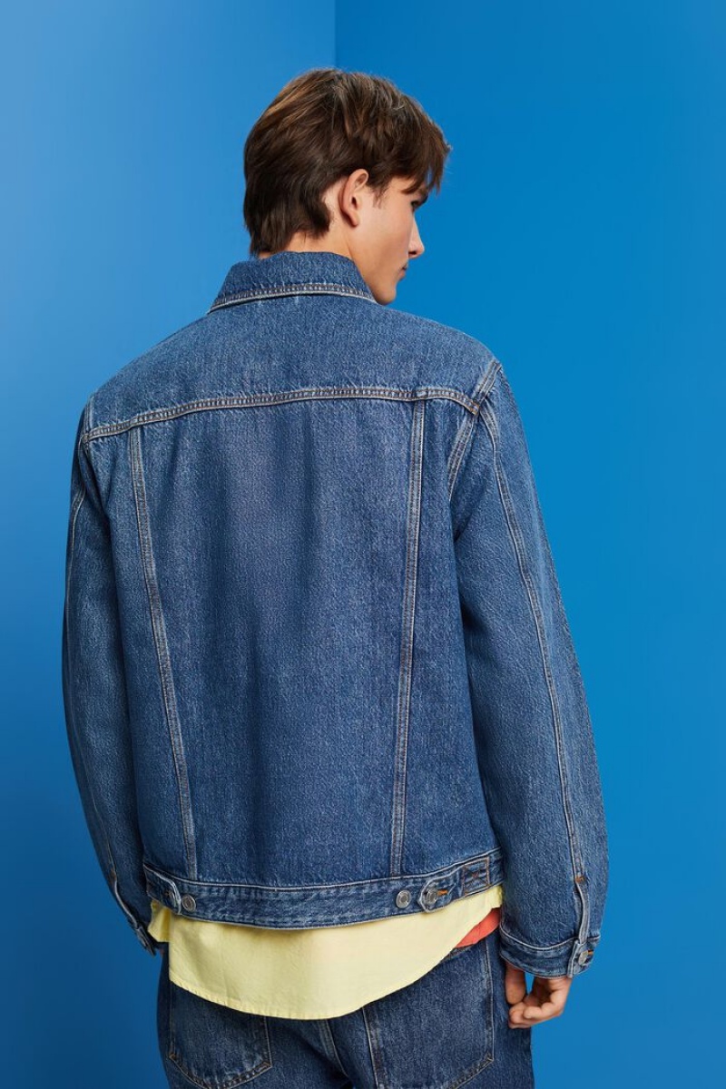 Pánské Bundy Esprit Sustainable Bavlněné Denim Blankyt | LWV318970