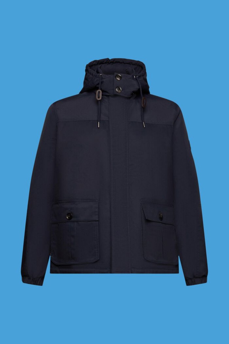 Pánské Bundy Esprit Utility With Detachable Hood Tmavě Blankyt | RIX128037