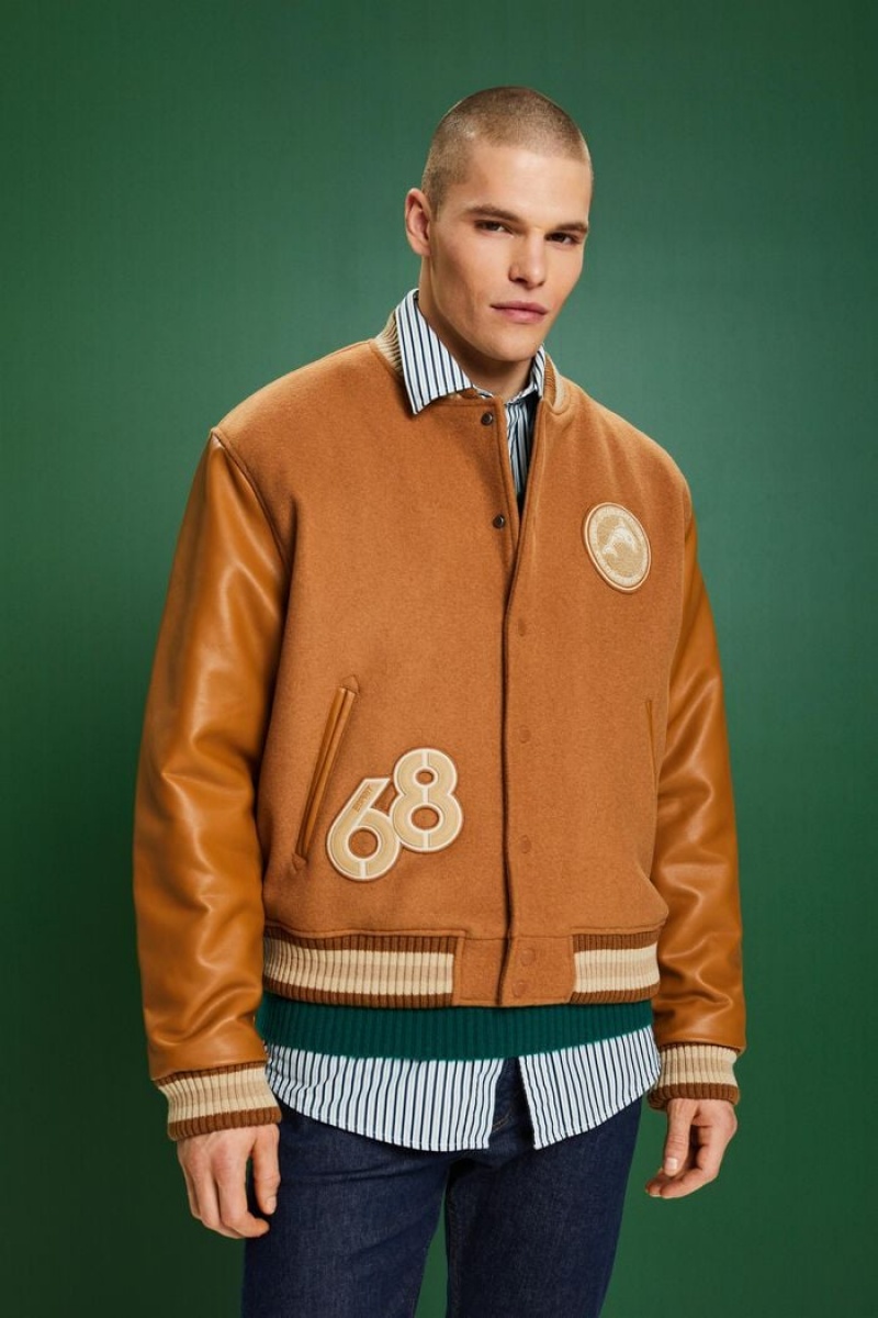 Pánské Bundy Esprit Varsity Hnědé | RFA354690