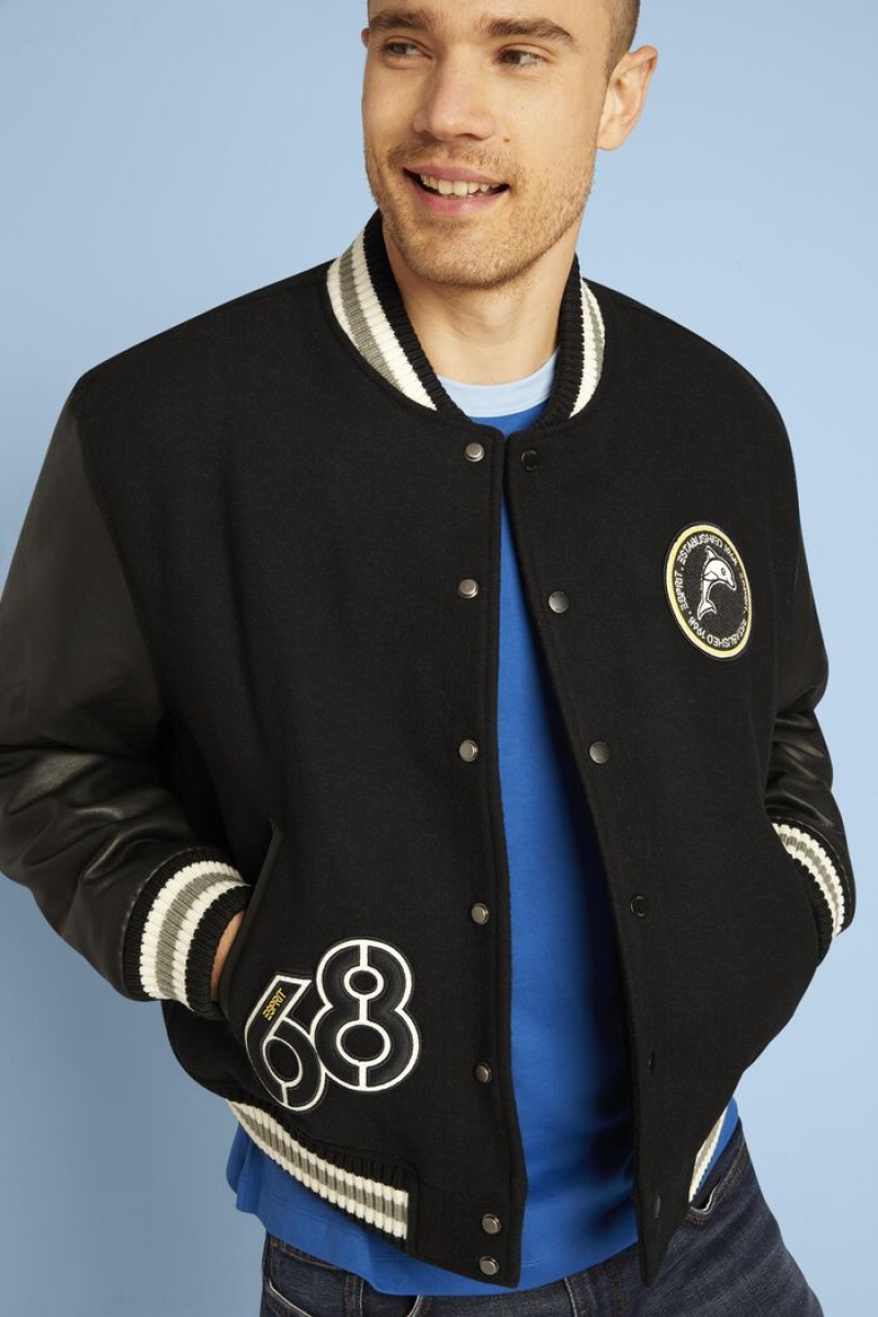 Pánské Bundy Esprit Varsity Černé | RHZ962187