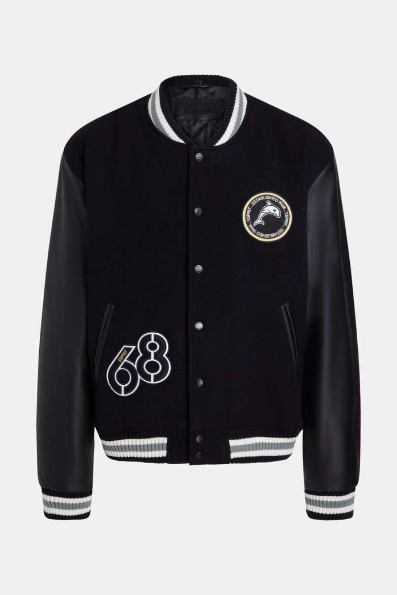 Pánské Bundy Esprit Varsity Černé | RHZ962187