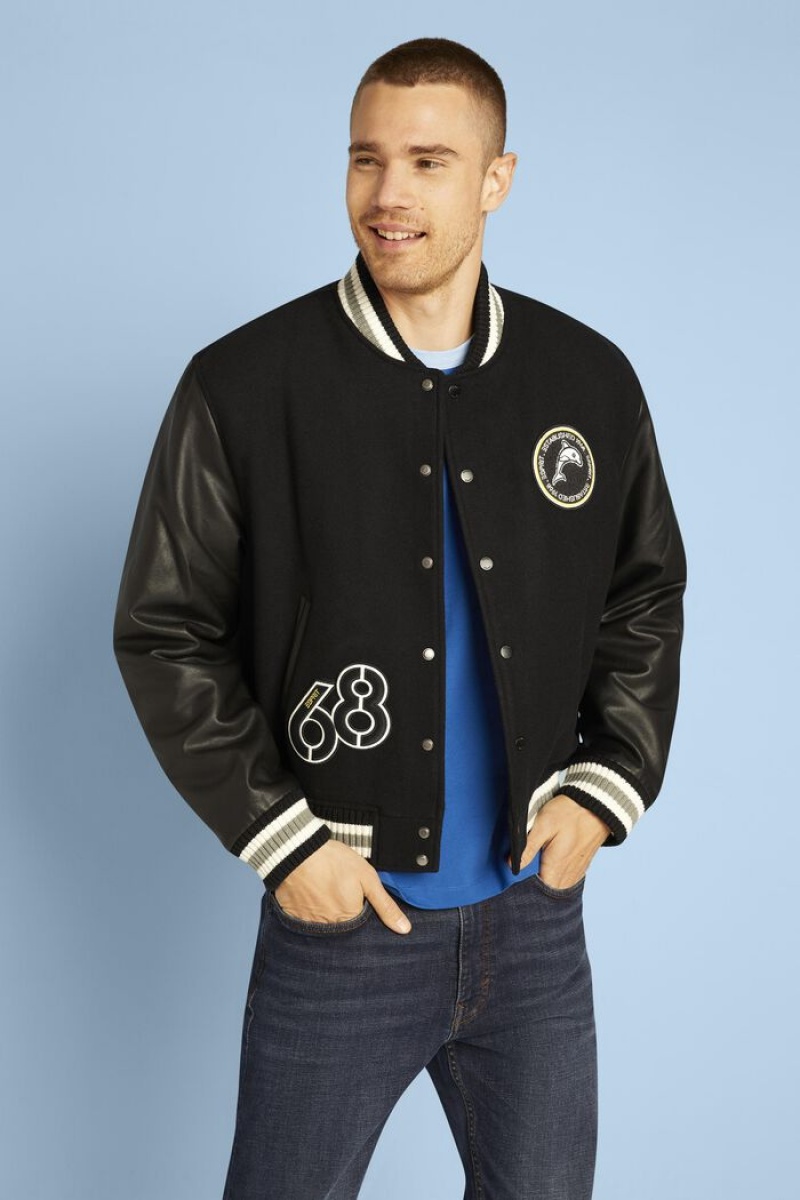 Pánské Bundy Esprit Varsity Černé | RHZ962187