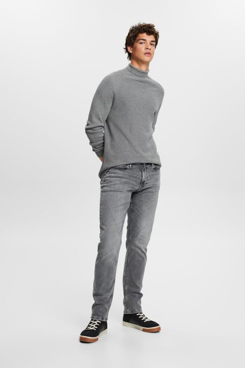 Pánské Džíny Esprit Mid-rise Slim Fit Šedé Světle | MGQ590234