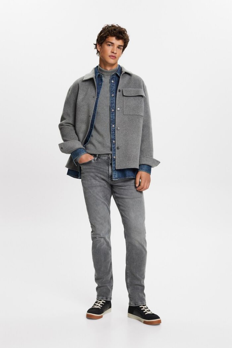 Pánské Džíny Esprit Mid-rise Slim Fit Šedé Světle | MGQ590234