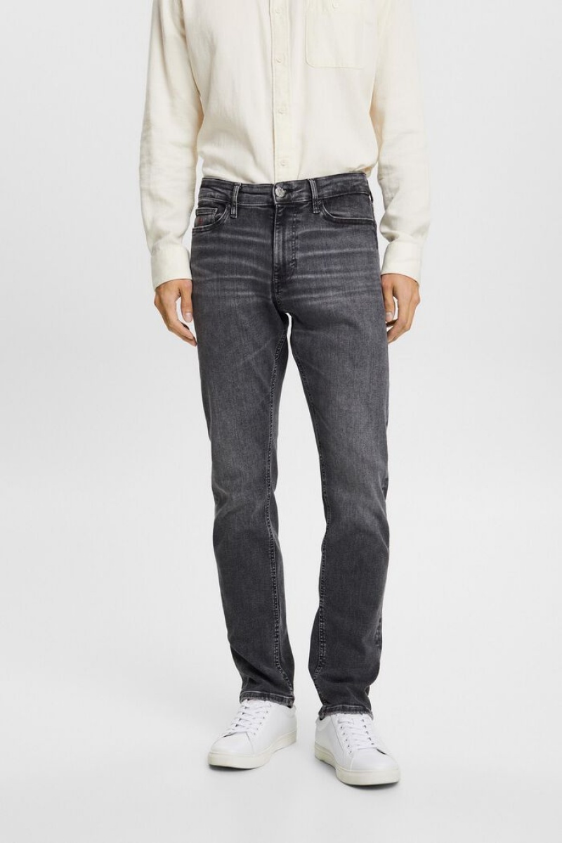 Pánské Džíny Esprit Mid-rise Slim Černé Tmavě | HCK529780