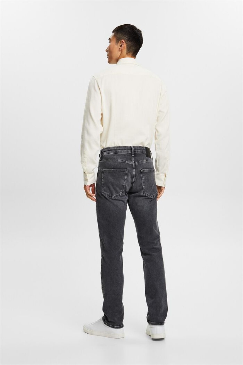 Pánské Džíny Esprit Mid-rise Slim Černé Tmavě | HCK529780