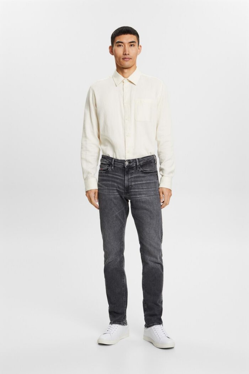 Pánské Džíny Esprit Mid-rise Slim Černé Tmavě | HCK529780