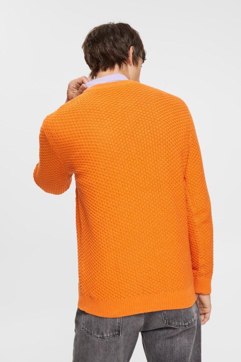 Pánské Jumpers Esprit Cable Knit Oranžové | ZSM963204