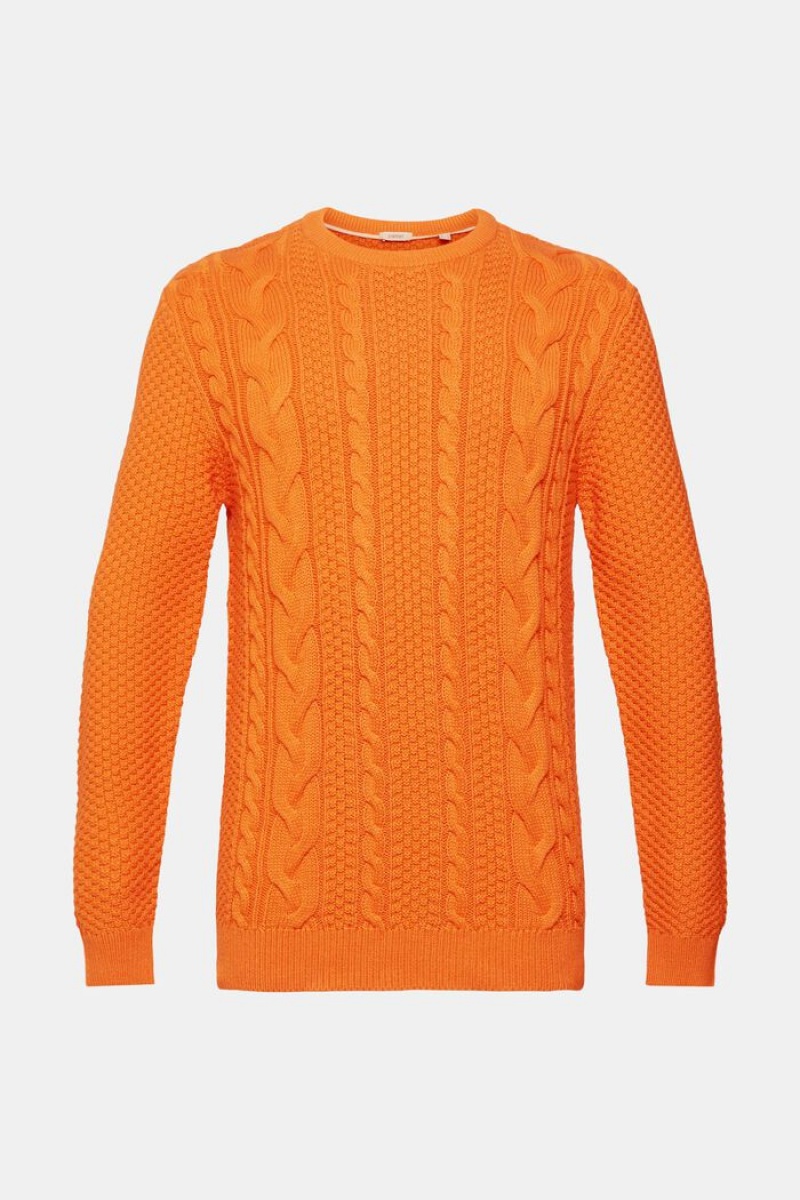 Pánské Jumpers Esprit Cable Knit Oranžové | ZSM963204