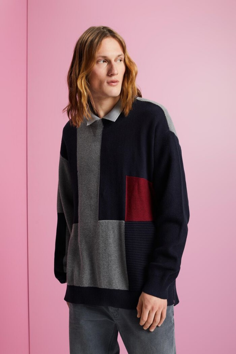 Pánské Jumpers Esprit Color Blocked Crewneck Světle Šedé | YPQ825036