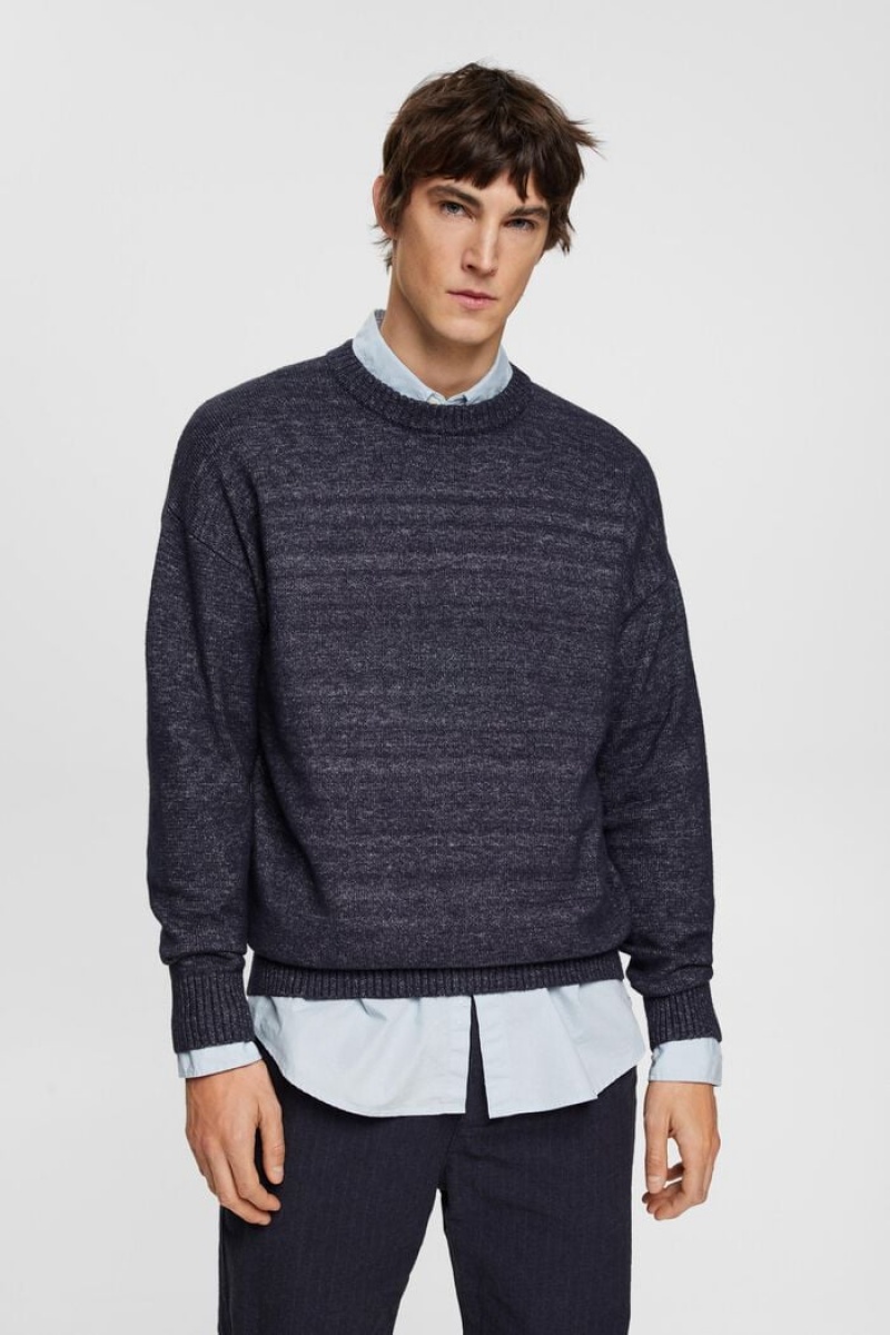 Pánské Jumpers Esprit Crewneck Tmavě Blankyt | WYE230758