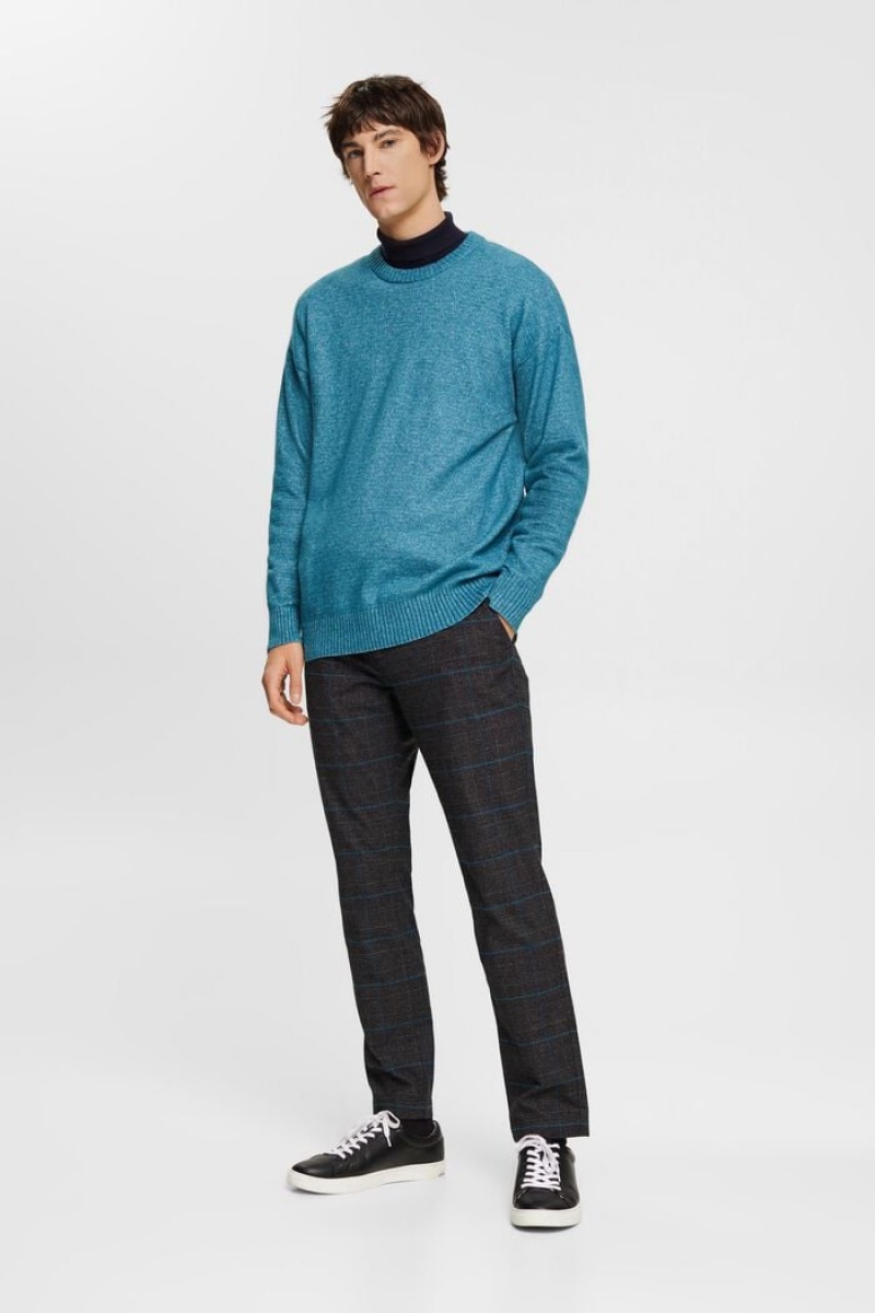 Pánské Jumpers Esprit Crewneck Tmavě Tyrkysové | ABJ780295