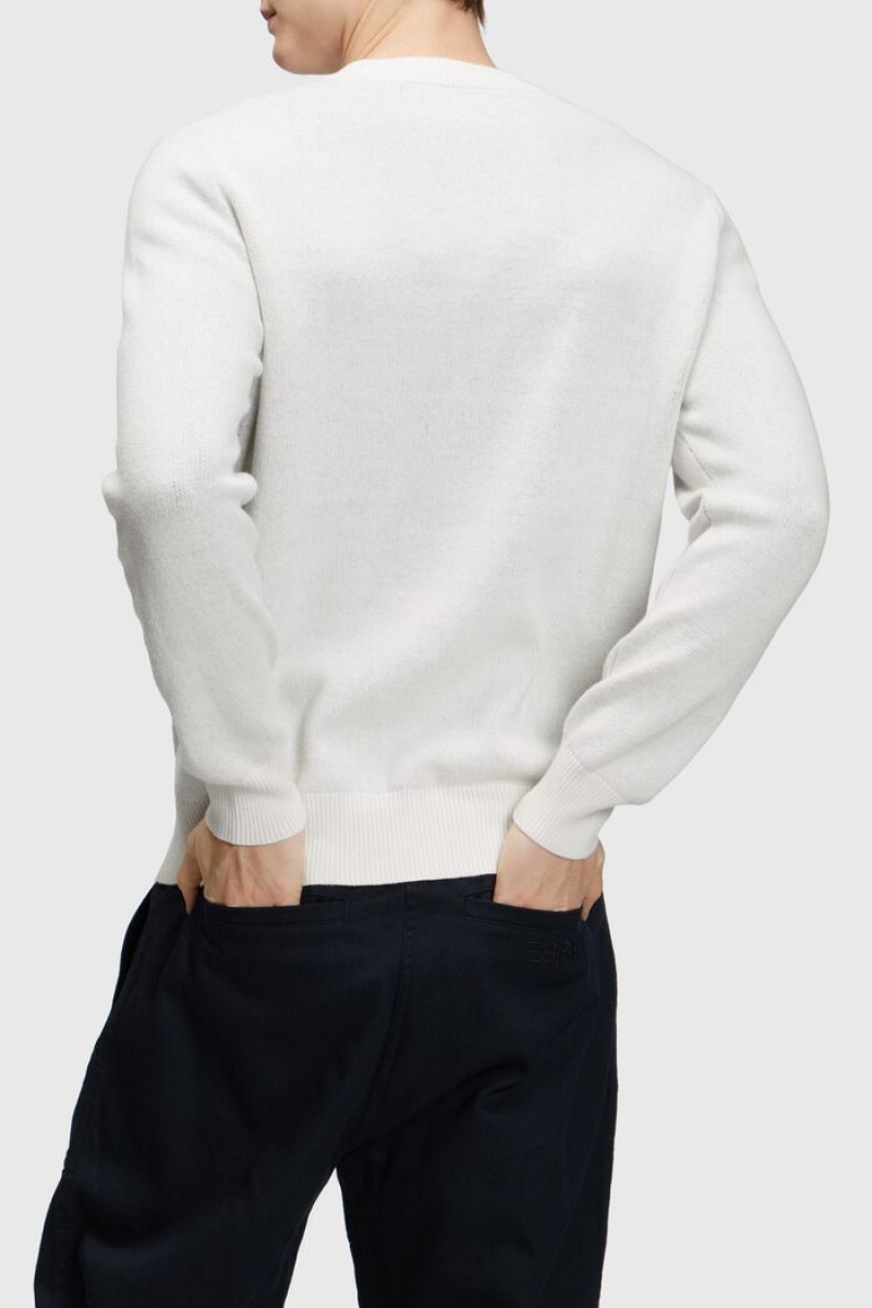 Pánské Jumpers Esprit Crewneck With Cashmere Krém Béžový | VFM036921