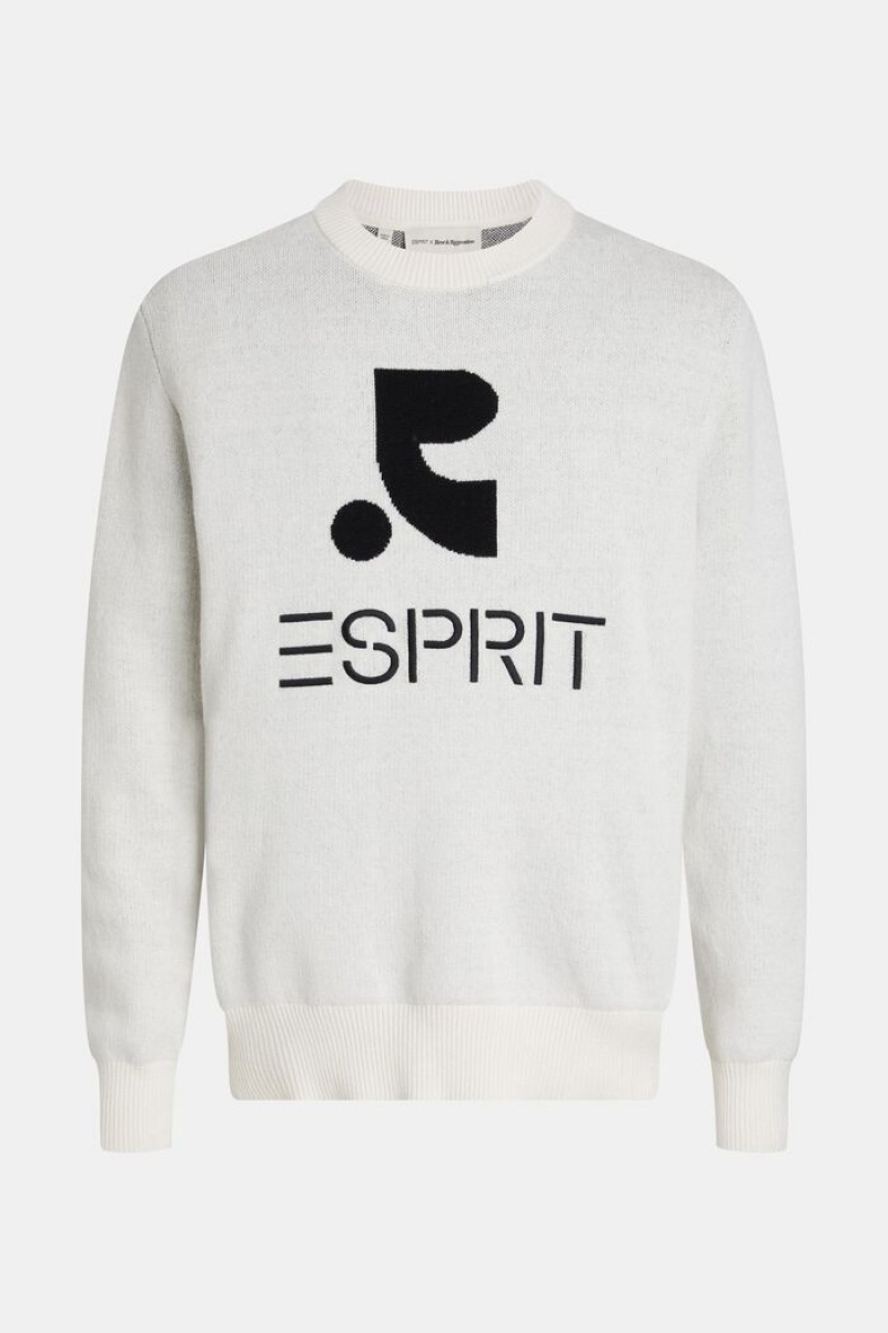 Pánské Jumpers Esprit Crewneck With Cashmere Krém Béžový | VFM036921