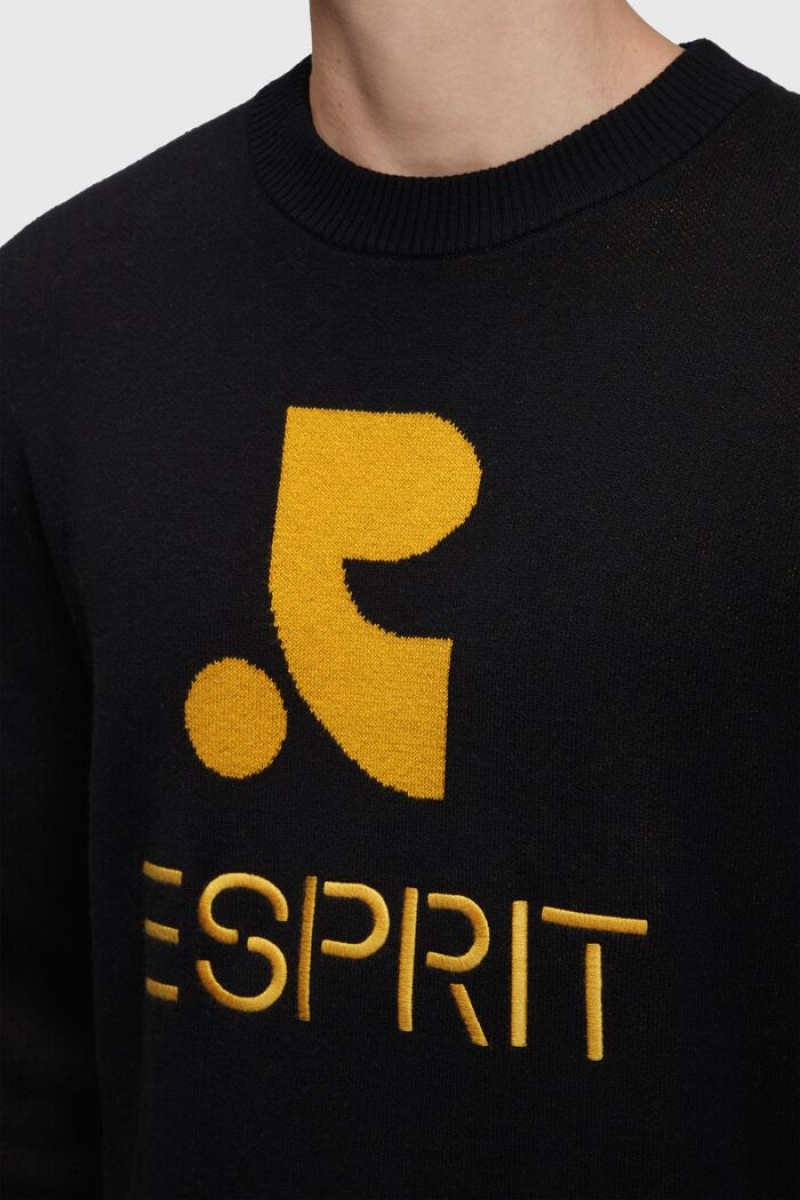 Pánské Jumpers Esprit Crewneck With Cashmere Černé | GDS682034