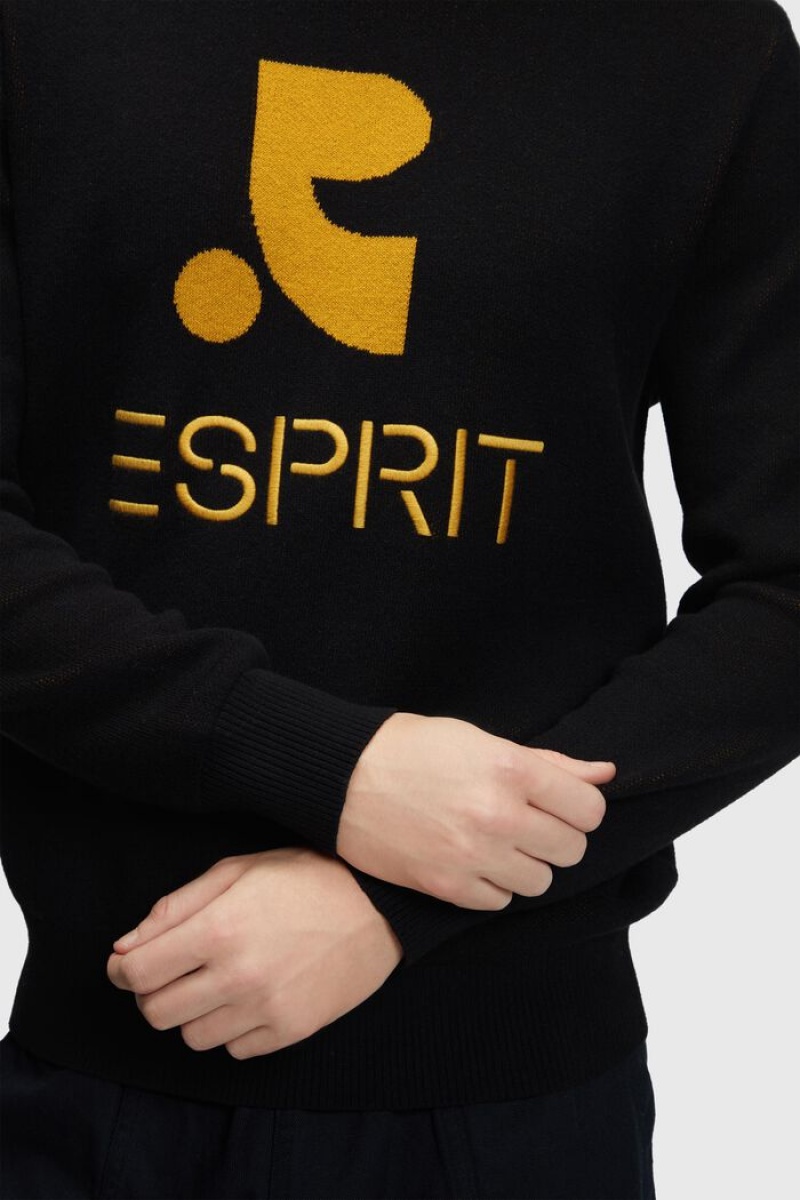 Pánské Jumpers Esprit Crewneck With Cashmere Černé | GDS682034