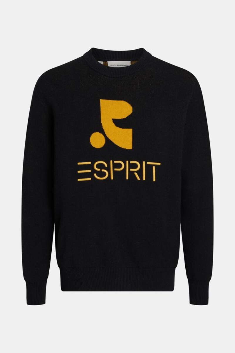 Pánské Jumpers Esprit Crewneck With Cashmere Černé | GDS682034