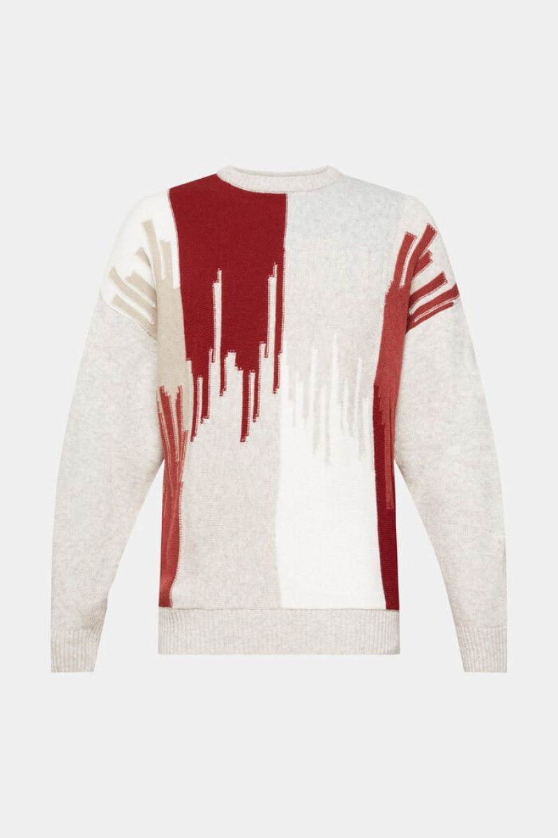 Pánské Jumpers Esprit Jacquard With Vlna Blend Krém Béžový | TDB496078