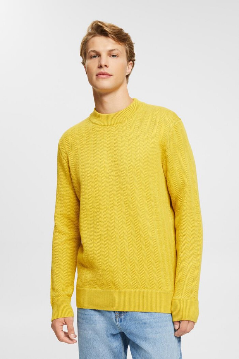 Pánské Jumpers Esprit Jumper With Herringbone Pattern Žluté | XBF903248