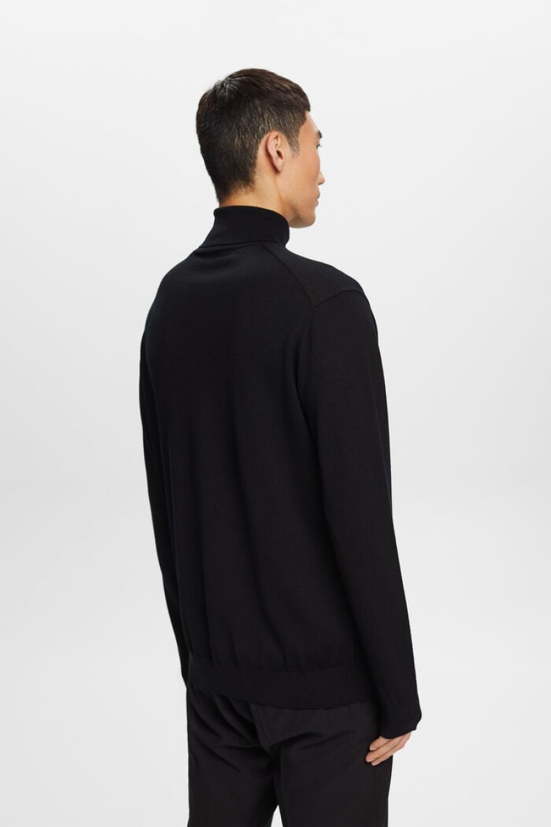 Pánské Jumpers Esprit Merino Vlna Turtleneck Černé | TCN328095