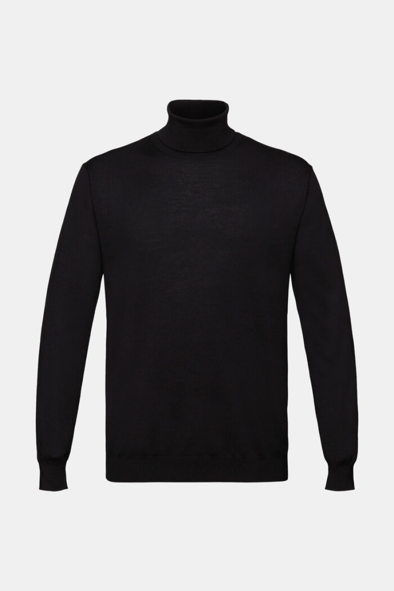 Pánské Jumpers Esprit Merino Vlna Turtleneck Černé | TCN328095