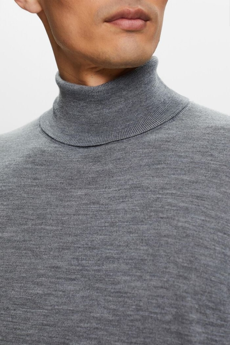 Pánské Jumpers Esprit Merino Vlna Turtleneck Šedé | RZK731840