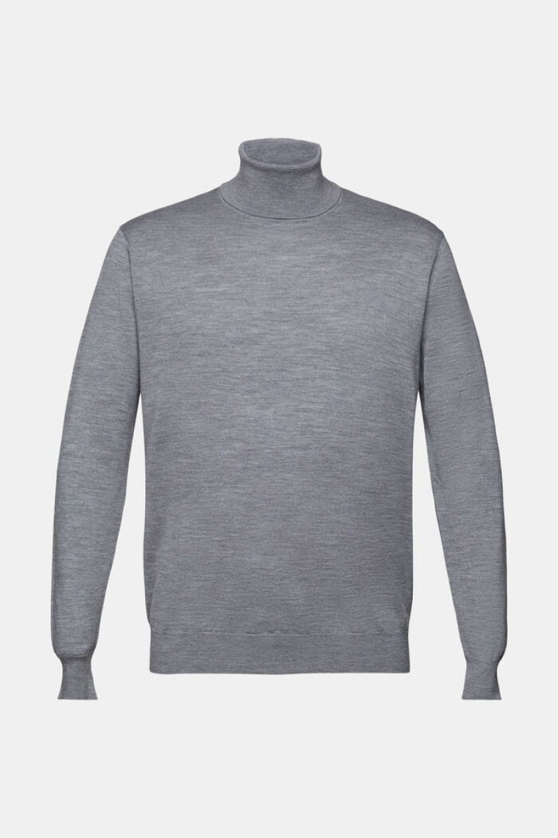 Pánské Jumpers Esprit Merino Vlna Turtleneck Šedé | RZK731840