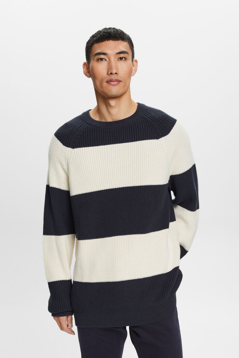 Pánské Jumpers Esprit Pruhovaný Crewneck Blankyt | UJZ971628