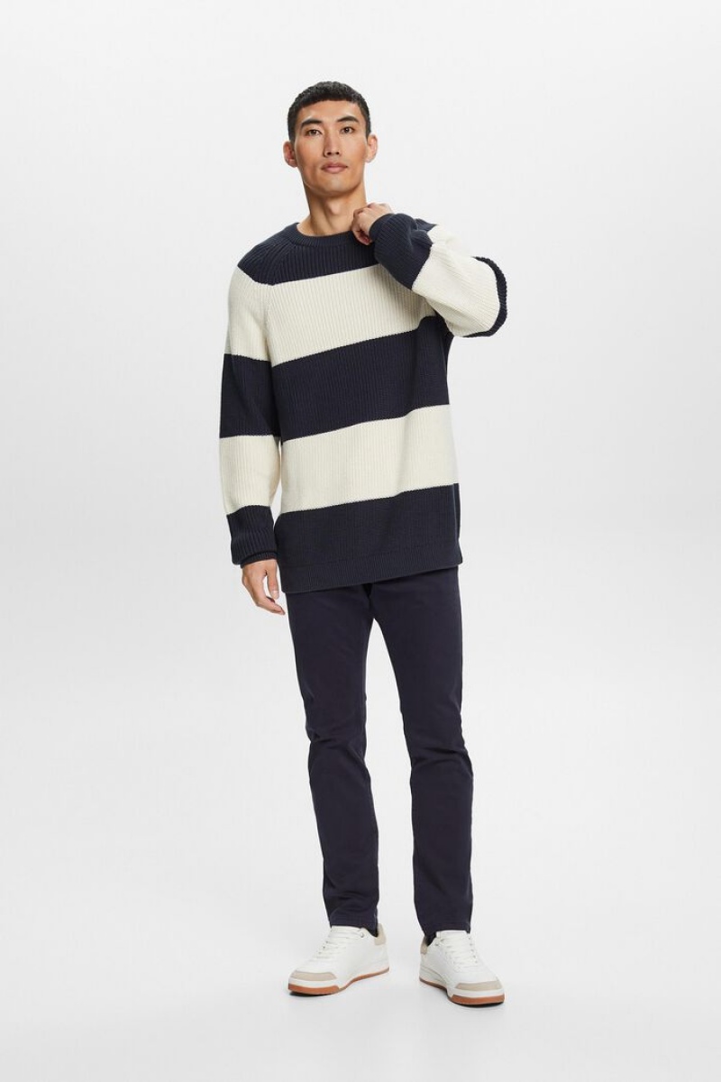 Pánské Jumpers Esprit Pruhovaný Crewneck Blankyt | UJZ971628