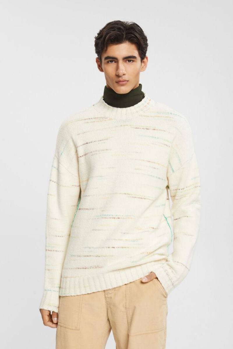 Pánské Jumpers Esprit Relaxed Fit Knit Bílé | UFE350427