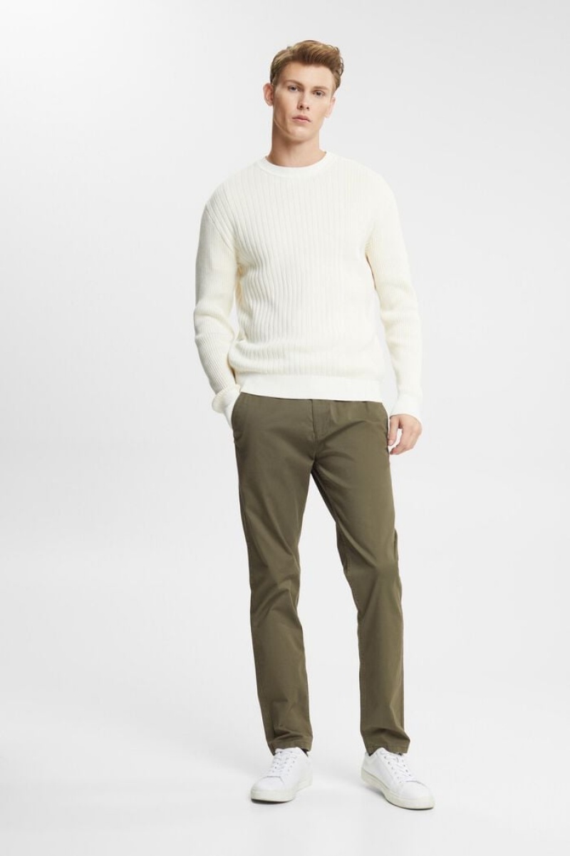 Pánské Jumpers Esprit Rib Knit Bílé | KDX584106