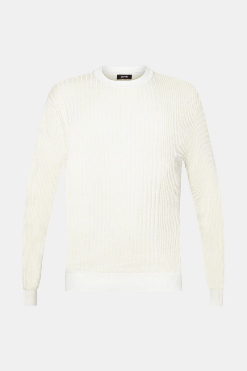 Pánské Jumpers Esprit Rib Knit Bílé | KDX584106