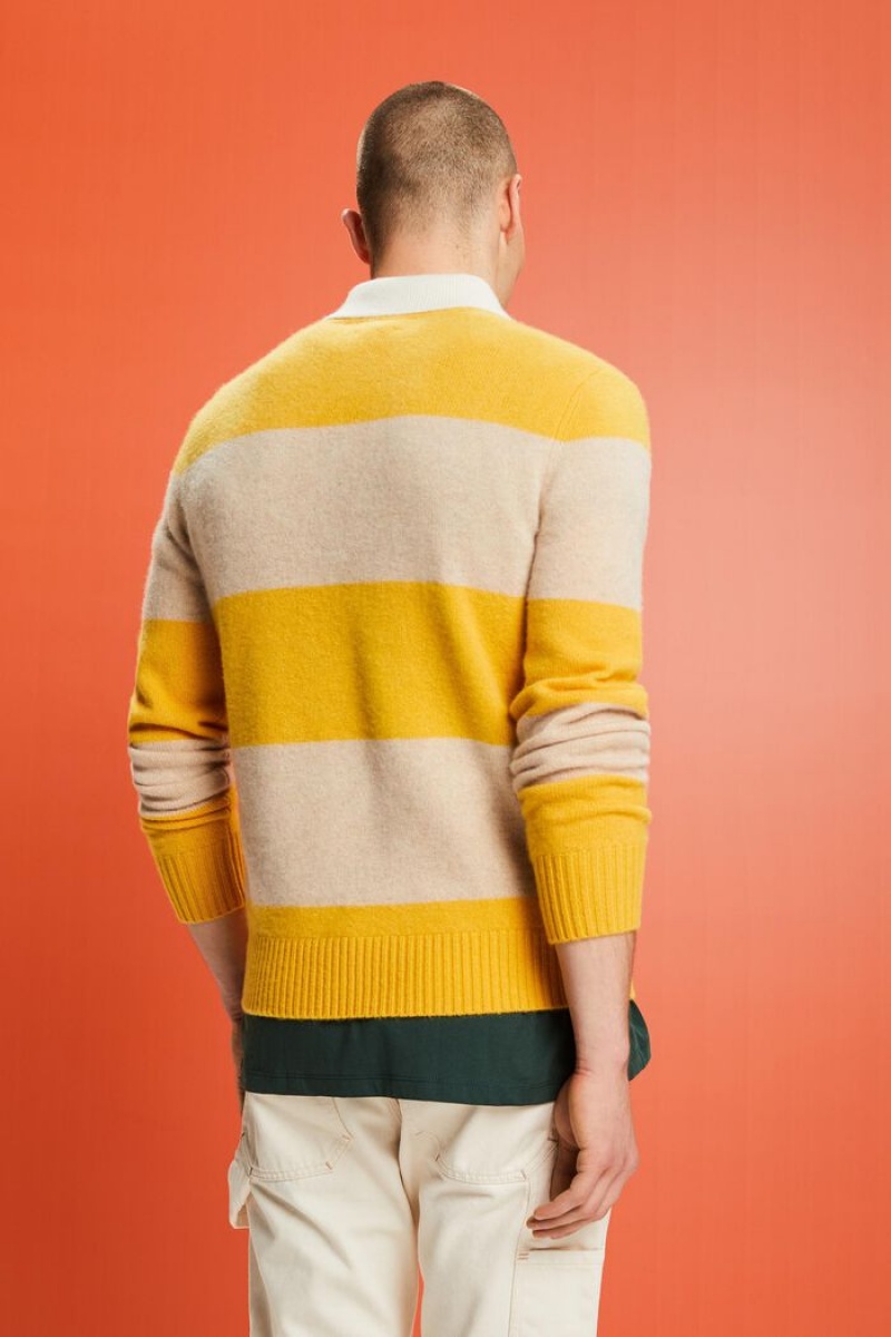 Pánské Jumpers Esprit Rugby Stripe Cashmere Žluté | ZRO637084