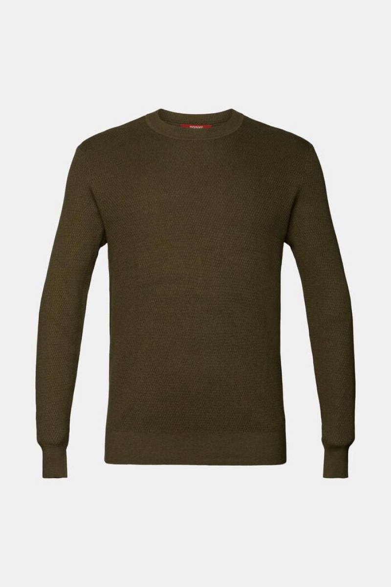 Pánské Jumpers Esprit Structured Knit Crewneck Tmavě Hnědožlutý | AID439075