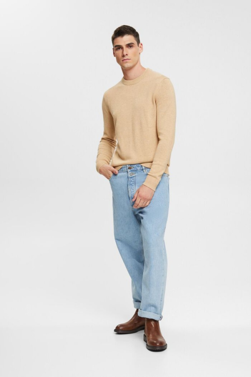 Pánské Jumpers Esprit Sustainable Bavlněné Knit Béžový | AXO493526