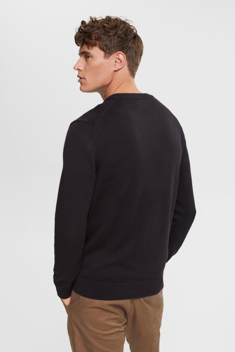 Pánské Jumpers Esprit Sustainable Bavlněné Knit Černé | TBP185463