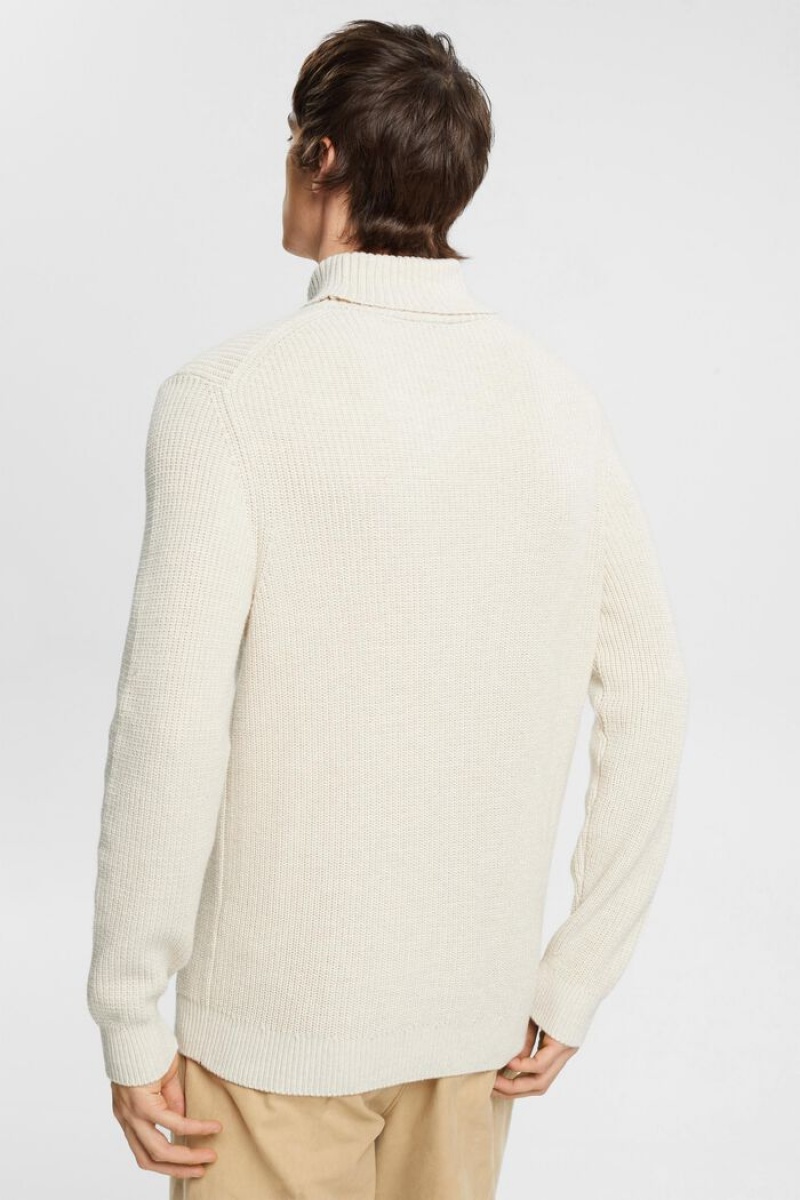 Pánské Jumpers Esprit Tlustý Knit Roll Neck Bílé | FEX012687