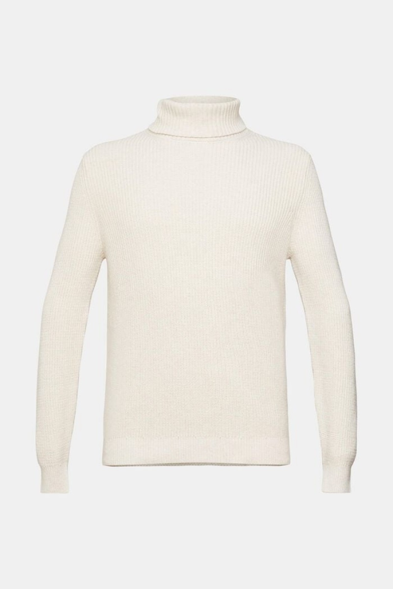 Pánské Jumpers Esprit Tlustý Knit Roll Neck Bílé | FEX012687