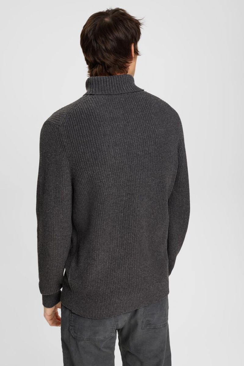 Pánské Jumpers Esprit Tlustý Knit Roll Neck Tmavě Šedé | AVN013879