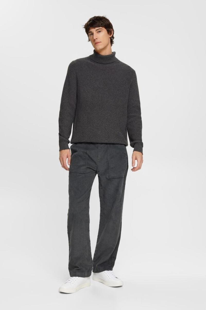 Pánské Jumpers Esprit Tlustý Knit Roll Neck Tmavě Šedé | AVN013879