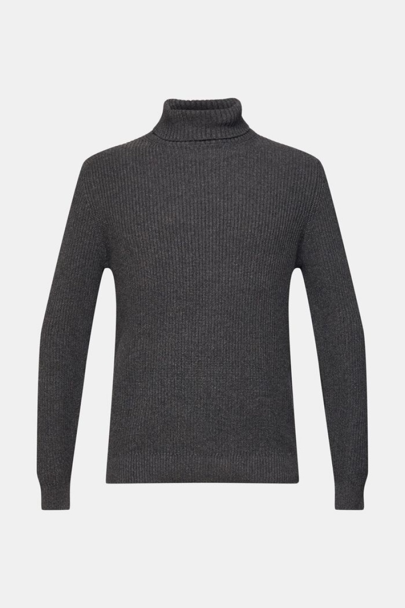 Pánské Jumpers Esprit Tlustý Knit Roll Neck Tmavě Šedé | AVN013879