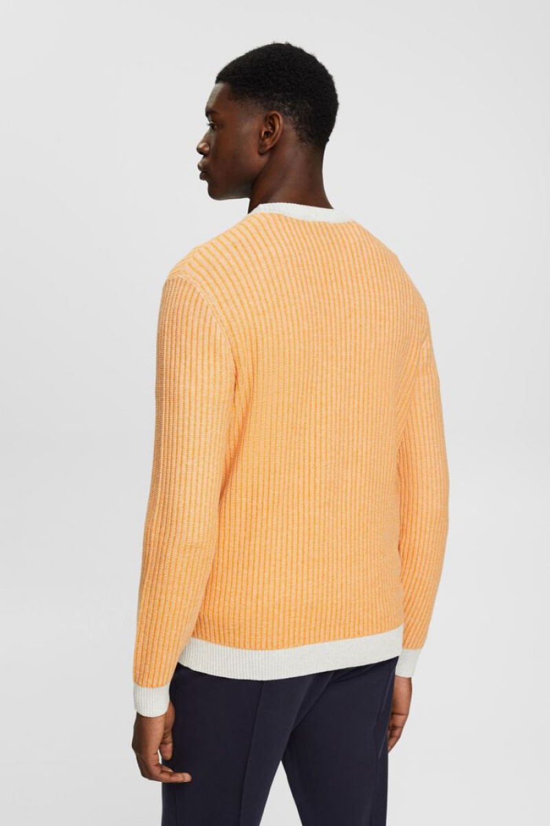 Pánské Jumpers Esprit Two-coloured Rib Knit Světle Oranžové | JVD465231