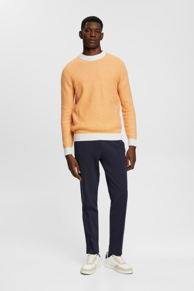 Pánské Jumpers Esprit Two-coloured Rib Knit Světle Oranžové | JVD465231