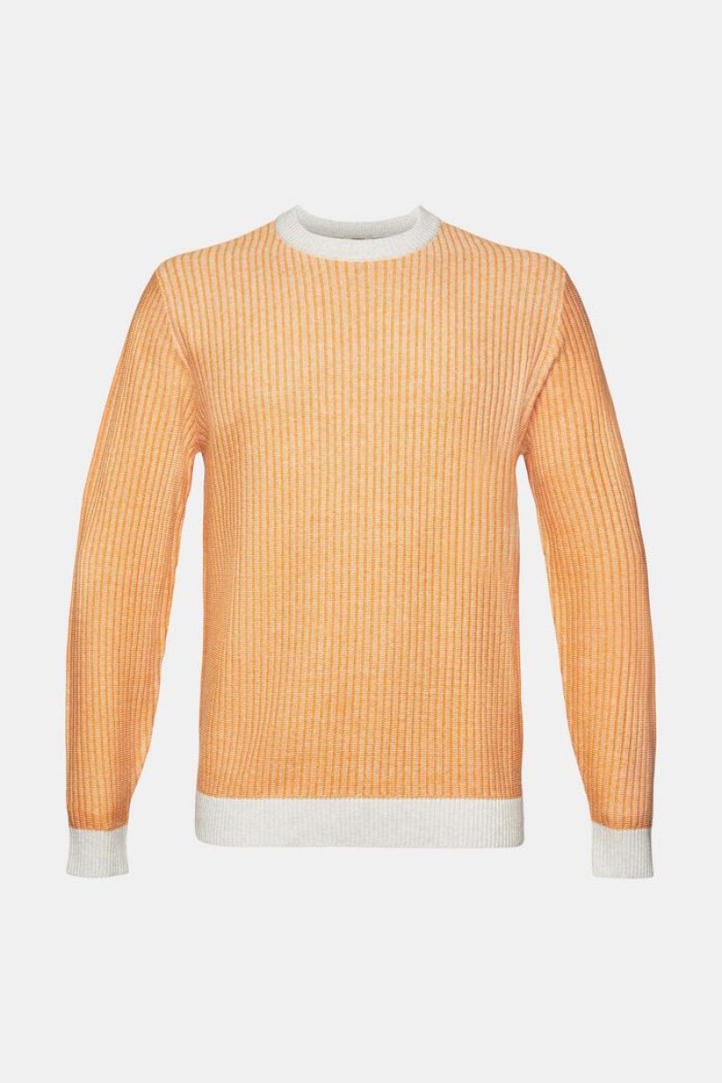 Pánské Jumpers Esprit Two-coloured Rib Knit Světle Oranžové | JVD465231