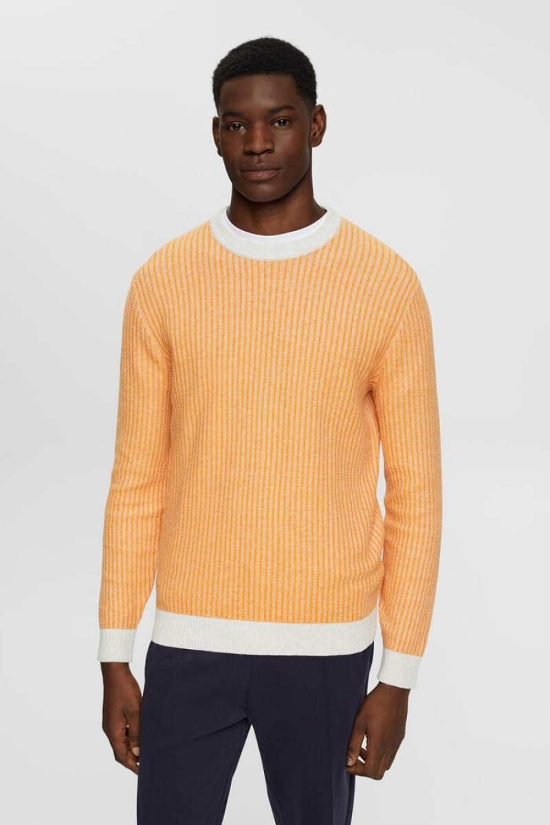 Pánské Jumpers Esprit Two-coloured Rib Knit Světle Oranžové | JVD465231