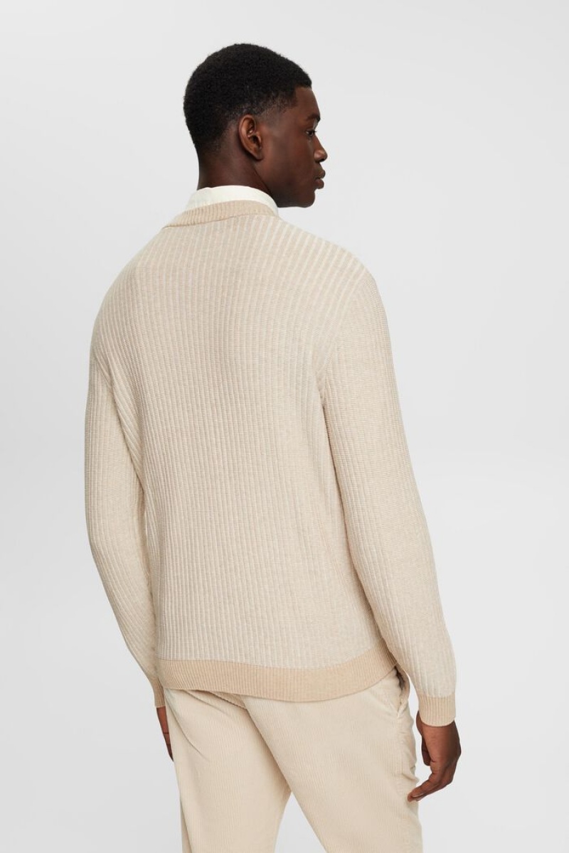 Pánské Jumpers Esprit Two-coloured Rib Knit Světle Šedé Hnědé | IGH126075