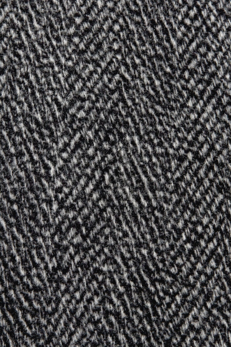 Pánské Kabáty Esprit Herringbone Vlna-blend Černé | FCP346872