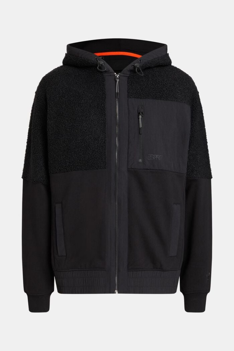 Pánské Kabáty Esprit Mixed Materiál Zip-up Černé | EIN610498