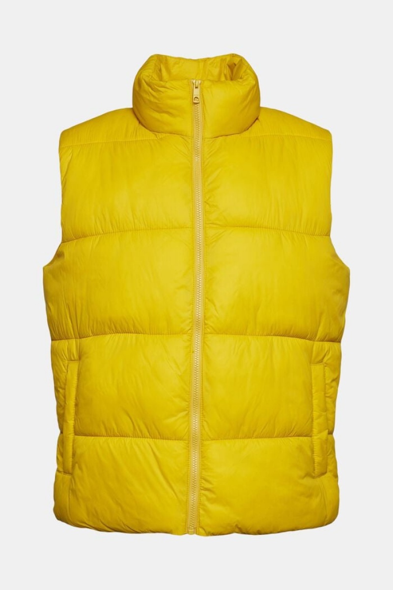 Pánské Kabáty Esprit Prošívaný Body Warmer With High Neck Žluté | ZEI037124